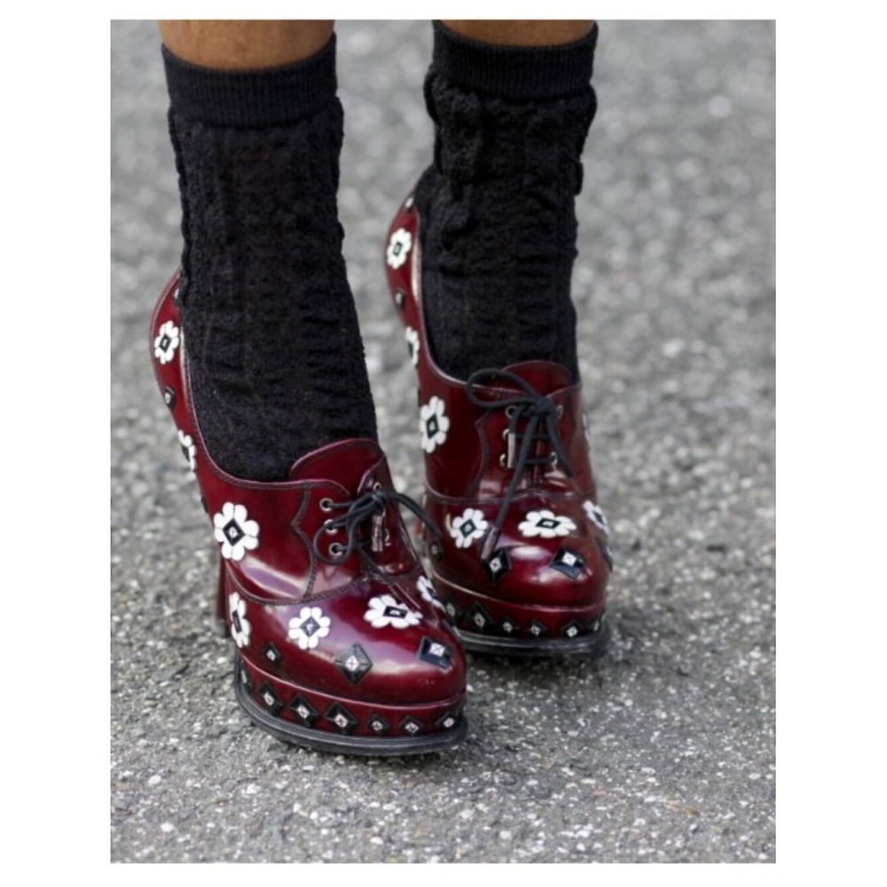 PRADA floral clog heels shoes oxford booties size 37 (runs like 6.5) - Picture 5 of 11